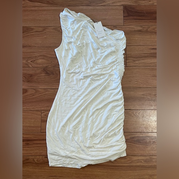 A New Day One Shoulder Ruched Dress Ivory szM NWT - Picture 4 of 4